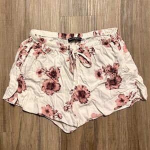 Brandy Melville White and Pink Floral Shorts